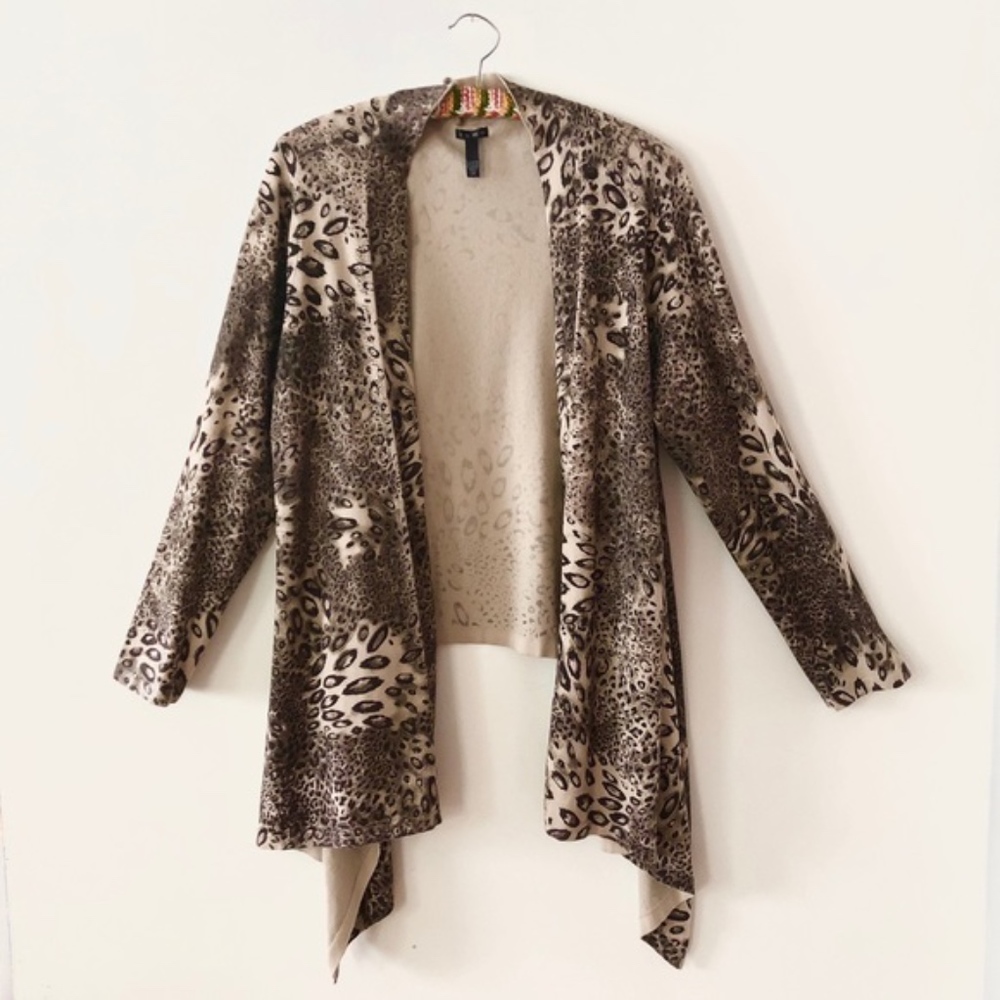 Soma Leopard Print Cozy Open Front sweater L/XL